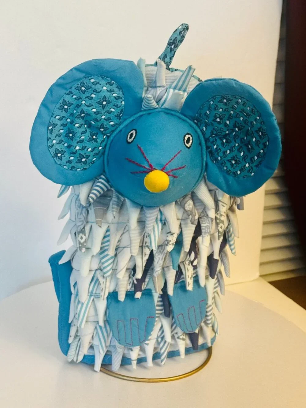 Mouse 3D Pot Holder Blue Handmade Kitchen Home Decor